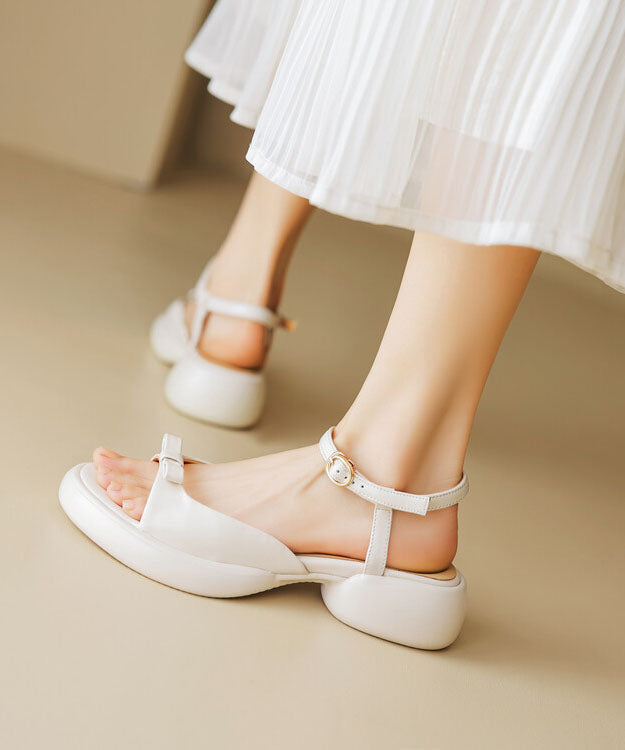 Cowhide Platform Peep Leather Toe New Sandals Yellow Bow Splicing