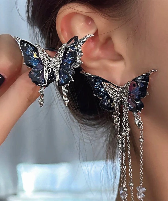 Butterfly Copper Novelty Tassel Blue Alloy Resin Crystal
