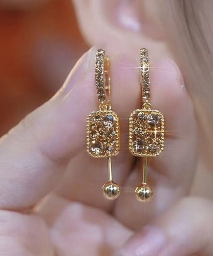 Novelty Coffee Sterling Silver Overgild Zircon Crystal Tassel Drop Earrings YD037