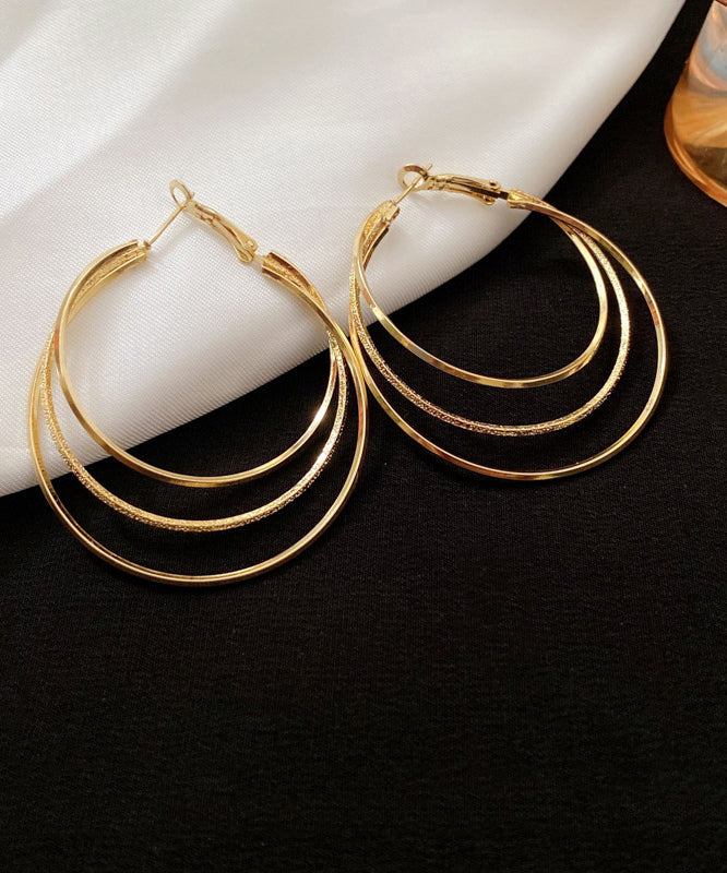 Novelty Gold Metal Alloy Layered Hoop Earrings ZZ054