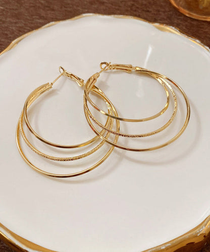 Novelty Gold Metal Alloy Layered Hoop Earrings ZZ054