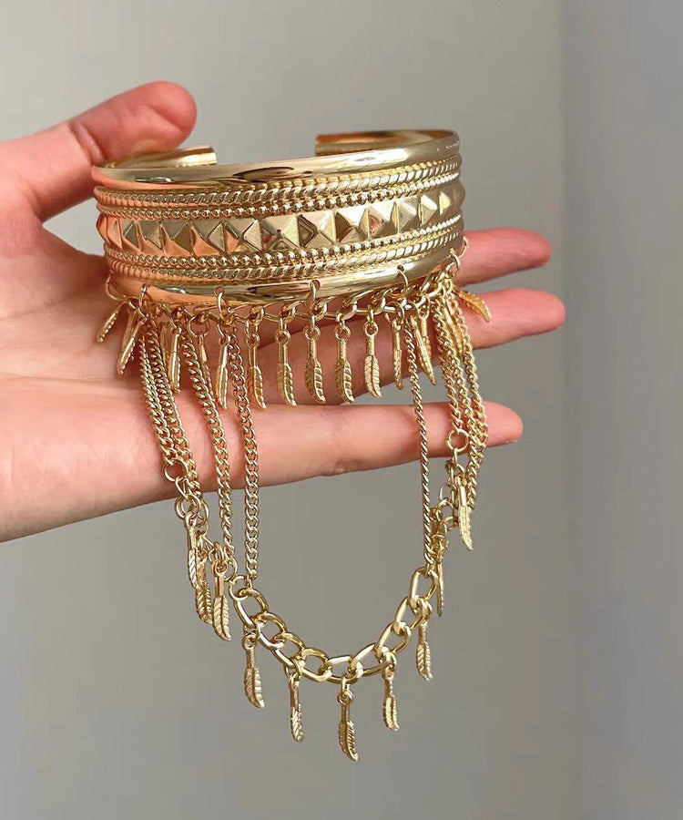 Gold Metal Body Chain And Novelty Leaf Bracelet Tassel