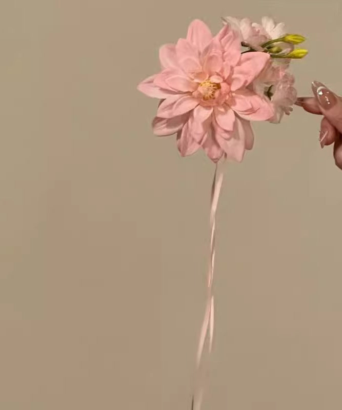 Ribbon Alloy Hairpin Novelty Pink Floral