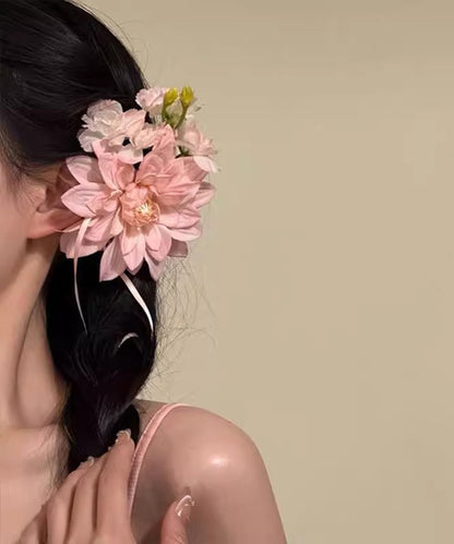 Ribbon Alloy Hairpin Novelty Pink Floral