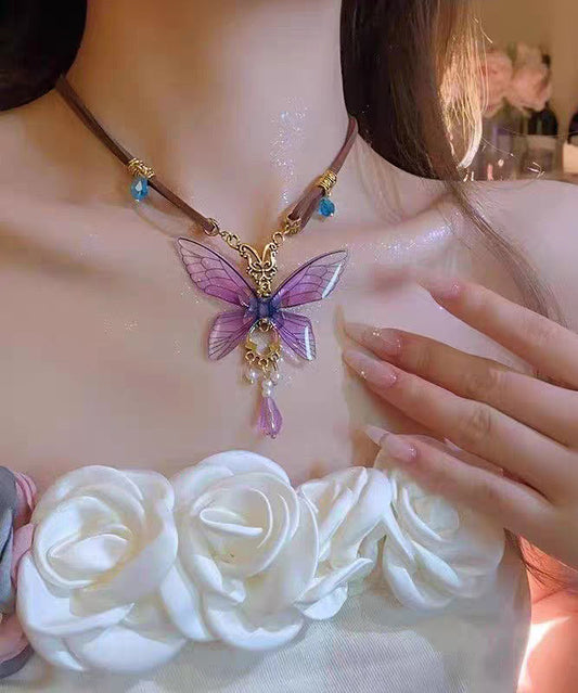 Silver Overgild Purple Novelty Sterling Butterfly Pearl Pendant