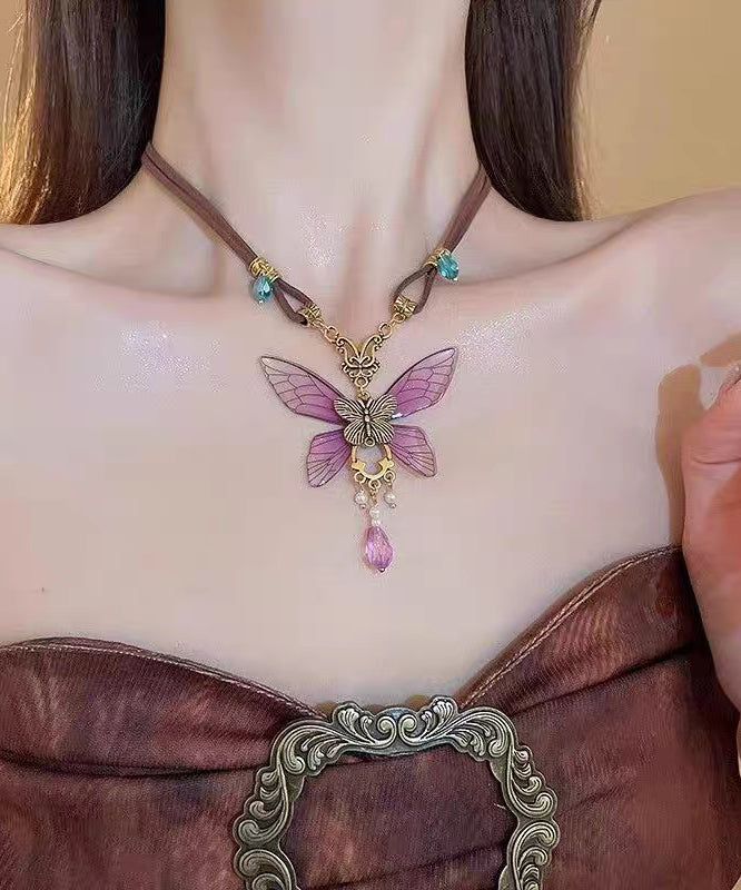 Silver Overgild Purple Novelty Sterling Butterfly Pearl Pendant