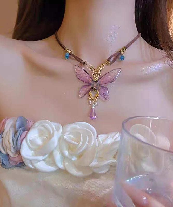 Silver Overgild Purple Novelty Sterling Butterfly Pearl Pendant