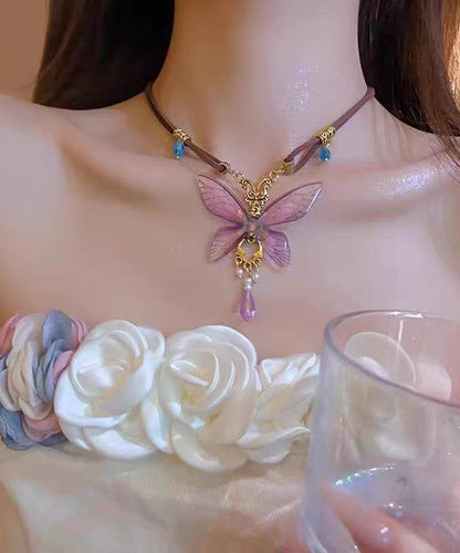 Silver Overgild Purple Novelty Sterling Butterfly Pearl Pendant