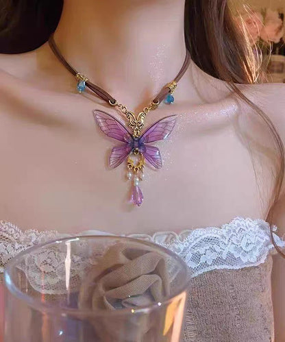 Silver Overgild Purple Novelty Sterling Butterfly Pearl Pendant