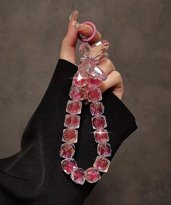 Novelty Red Metal Crystal Bow Beading Chain Phone Chains TX020