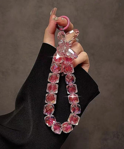 Novelty Red Metal Crystal Bow Beading Chain Phone Chains TX020