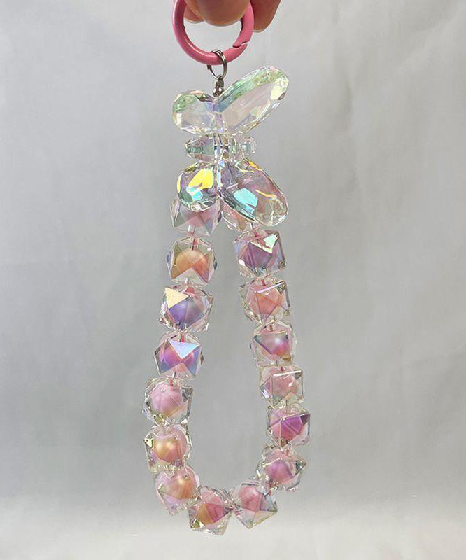 Novelty Red Metal Crystal Bow Beading Chain Phone Chains TX020