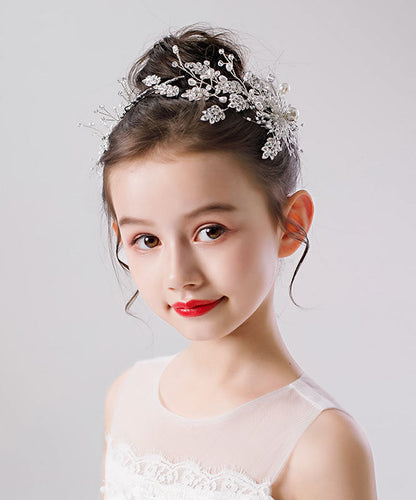 Novelty White Zircon Pearl Leaf A Pair Kids Hairpin IU052