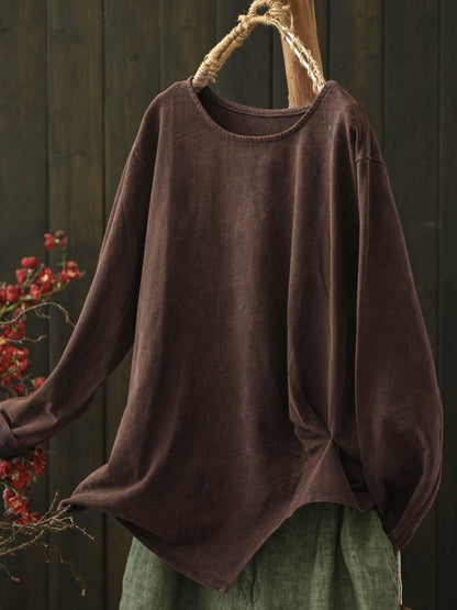 Blouse Pure Retro Autumn Women Cotton Color