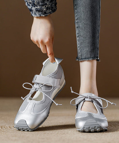 Flat Splicing Women Breathable Shoes Orange Mesh Boutique