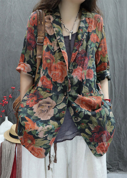 Coats Peter Orange Collar Pan Cotton Button Pockets Bracelet