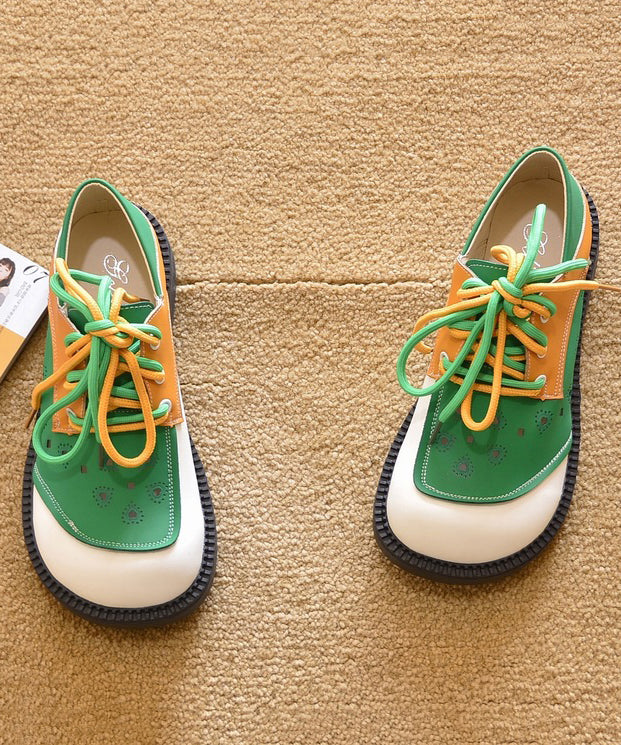 Women Orange Up For Lace Comfy Flat Splicing Shoes