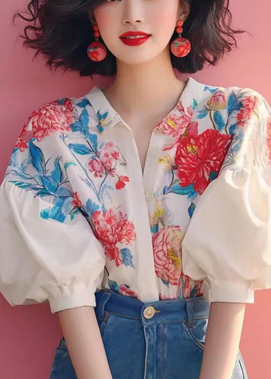 Shirt Beige Organic Sleeve Collar Print Peter Lantern Pan