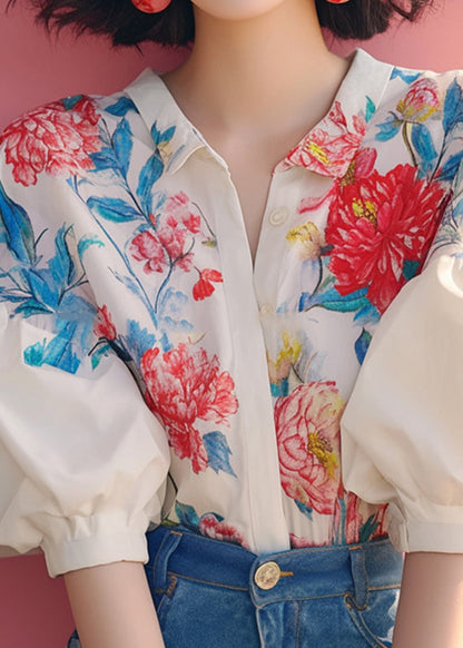 Shirt Beige Organic Sleeve Collar Print Peter Lantern Pan