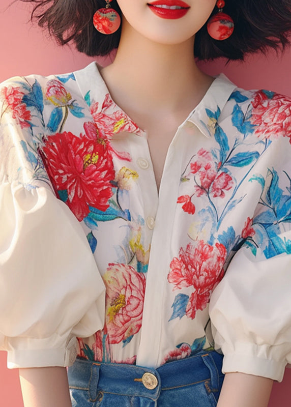 Shirt Beige Organic Sleeve Collar Print Peter Lantern Pan