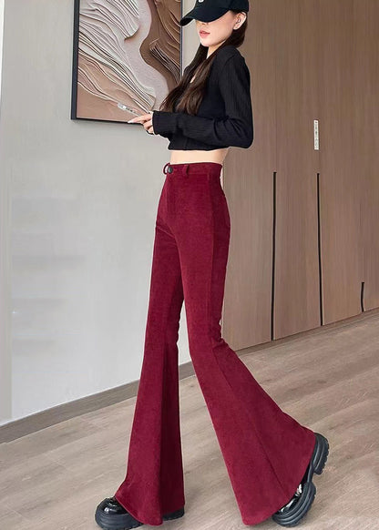 Organic Mulberry High Waist Cotton Flared Trousers Spring YP001