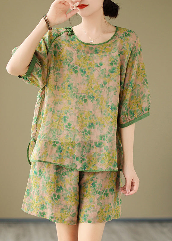 Print And Open Orange Two Piece Set Side Top Organic Shorts Short