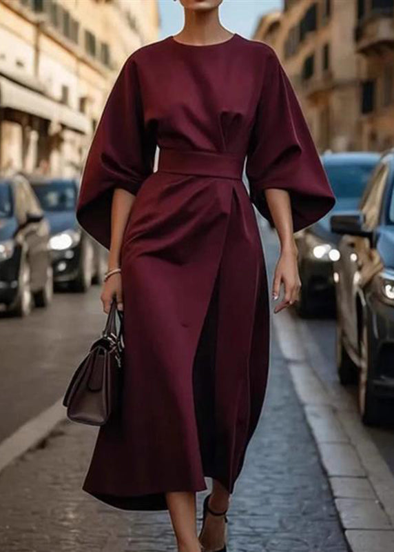 Solid Tunic Long Sleeve Purple Batwing Dress Organic