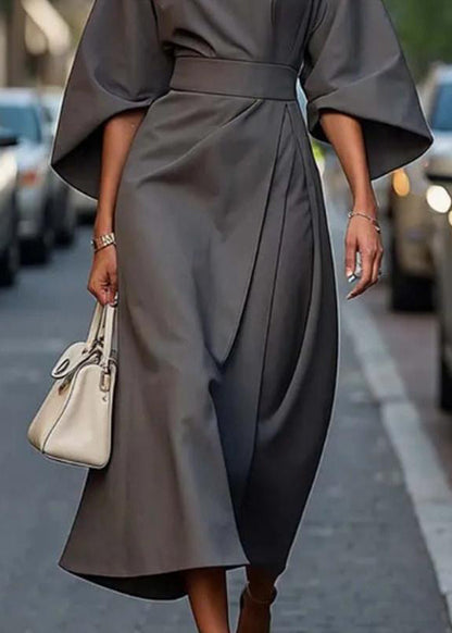 Sleeve Organic Dress Purple Solid Tunic Long Batwing