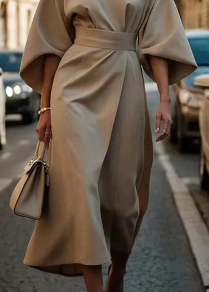 Sleeve Organic Dress Purple Solid Tunic Long Batwing