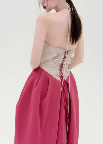 Backless Maxi Dresses Cotton Patchwork Up Print Original Lace