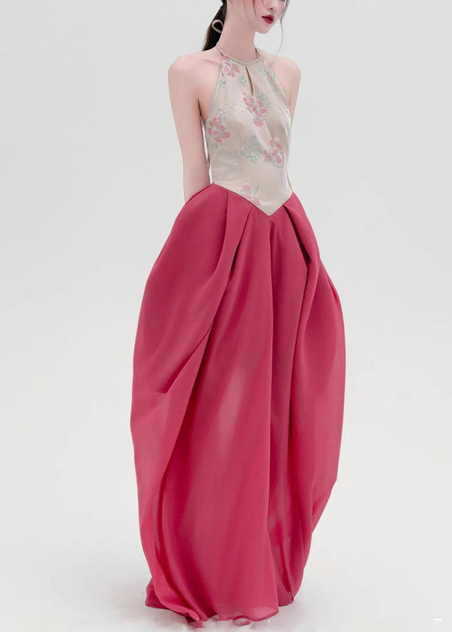 Backless Maxi Dresses Cotton Patchwork Up Print Original Lace