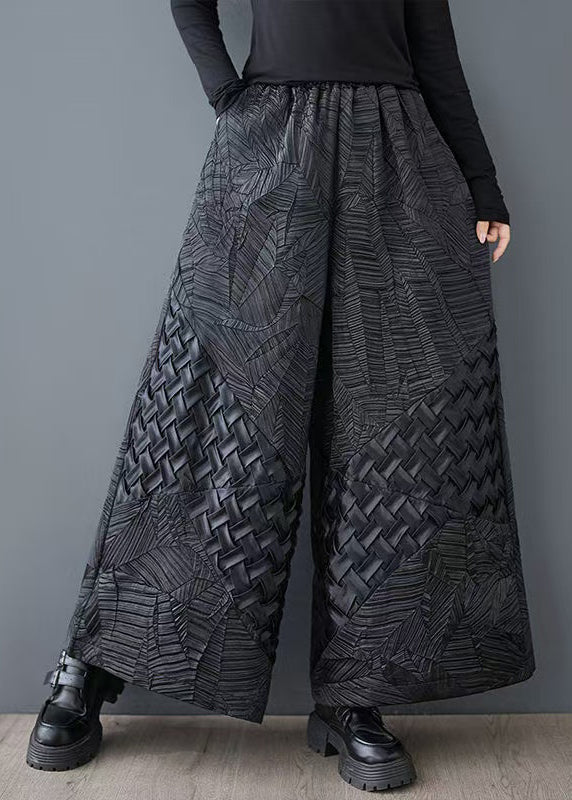 Original Leg Oversized Summer Jacquard Wide Design Pants Black
