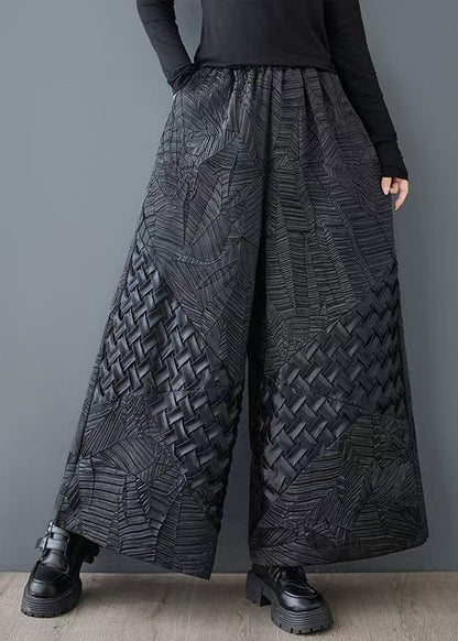 Original Leg Oversized Summer Jacquard Wide Design Pants Black
