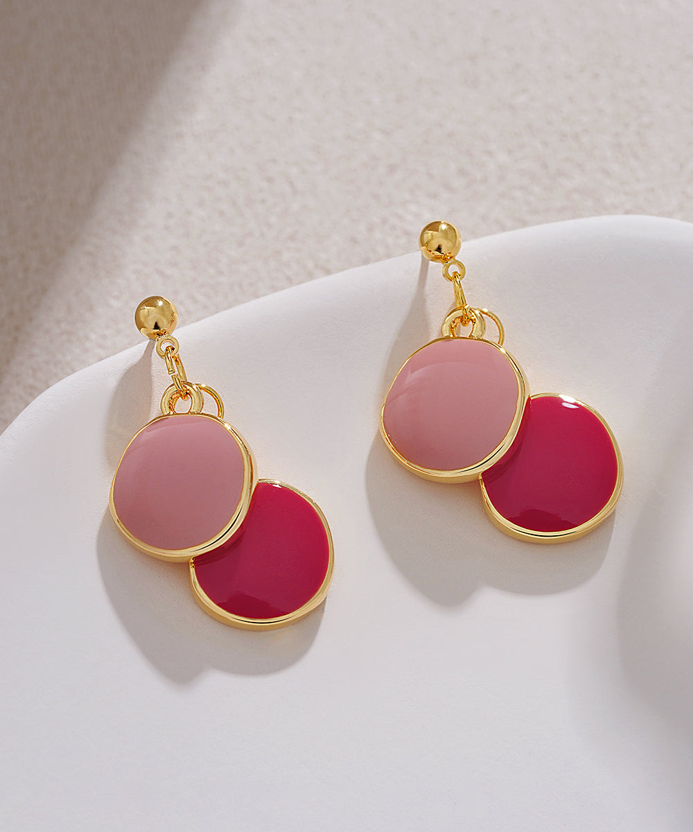Original Design Gold Alloy Drop Glaze Round Drop Earrings YZ007