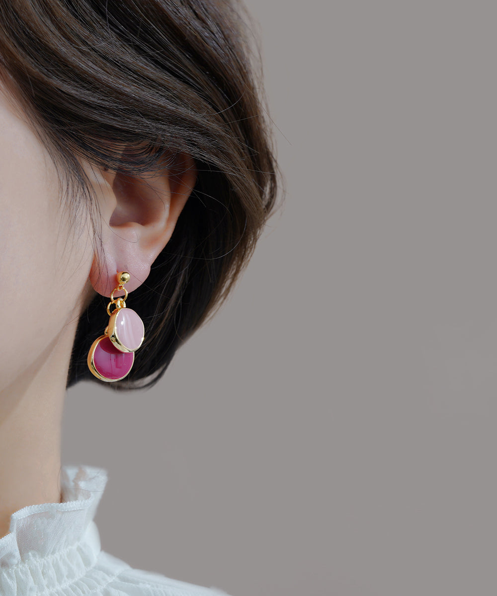 Original Design Gold Alloy Drop Glaze Round Drop Earrings YZ007