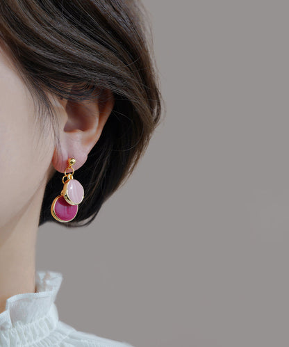 Original Design Gold Alloy Drop Glaze Round Drop Earrings YZ007