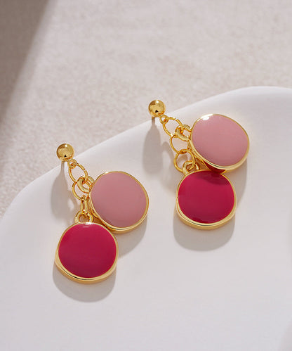 Original Design Gold Alloy Drop Glaze Round Drop Earrings YZ007