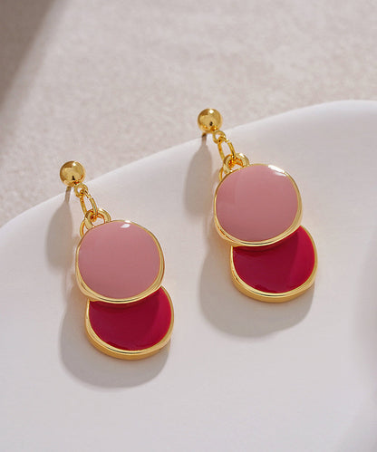 Original Design Gold Alloy Drop Glaze Round Drop Earrings YZ007