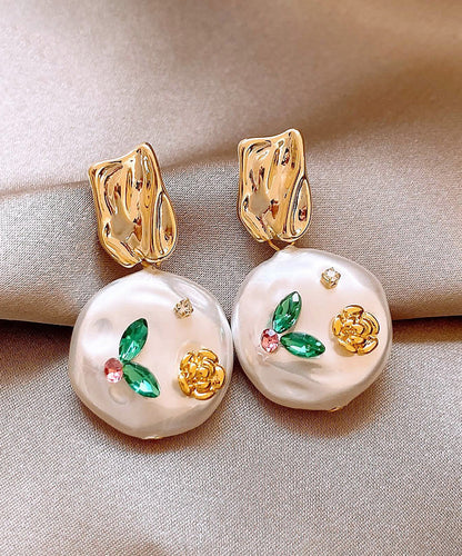 Design Gold Original Copper Alloy Earrings Drop Pearl