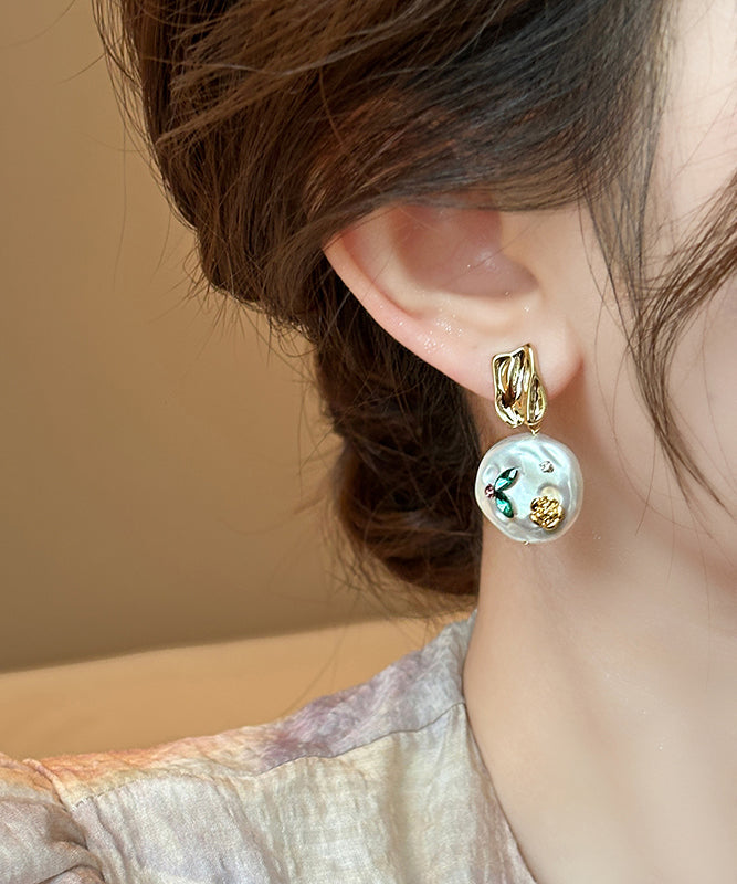 Design Gold Original Copper Alloy Earrings Drop Pearl