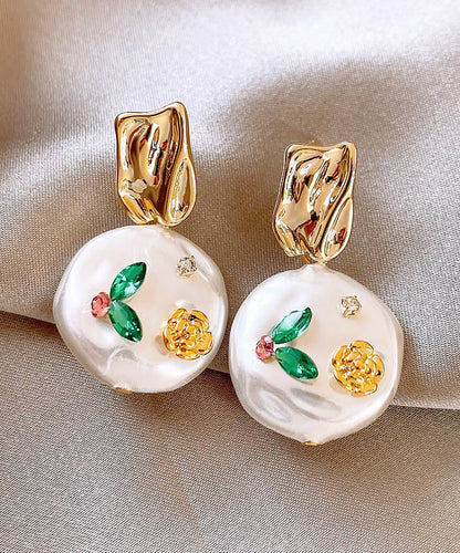 Design Gold Original Copper Alloy Earrings Drop Pearl