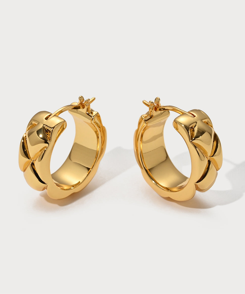 Original Design Gold Copper Overgild Hoop Earrings TX005