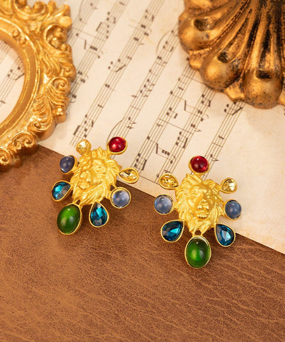 Original Design Gold Inlaid Sterling Silver Overgild Coloured Glaze Stud Earrings GH1028