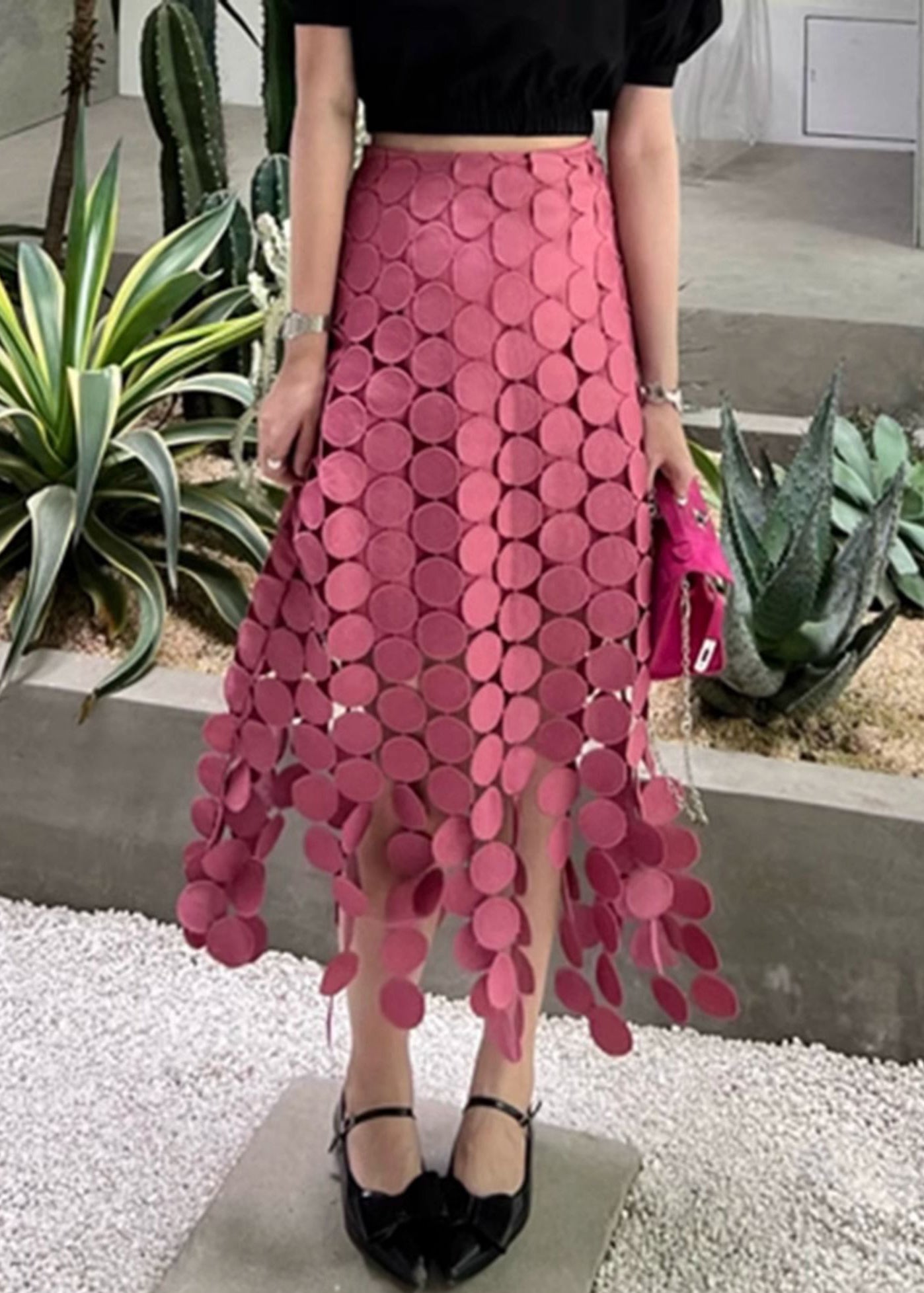 Skirt Summer Green Out Waist Design Cotton Hollow High Original