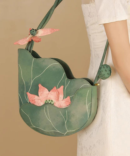 Design Embroidered Lotus CrossBody Green Bag Original