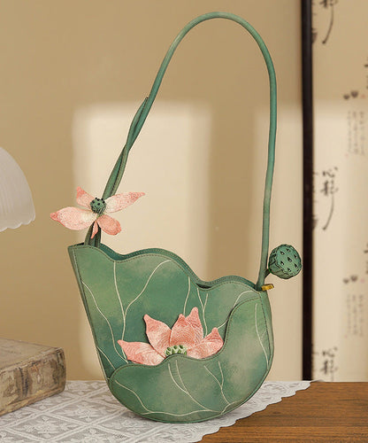 Design Embroidered Lotus CrossBody Green Bag Original
