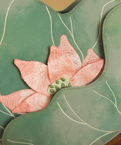 Design Embroidered Lotus CrossBody Green Bag Original