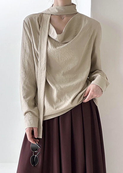 Solid Ribbon Design Top Khaki Spring Original