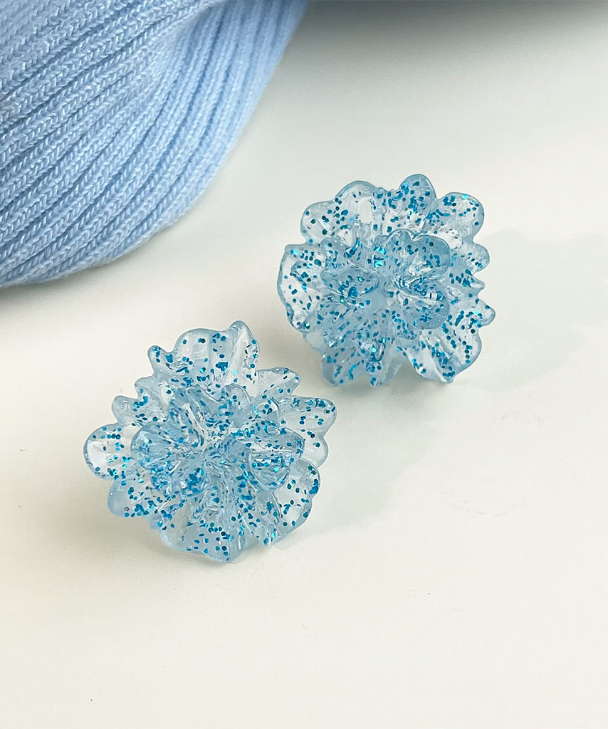 Light Ice Design Stud Alloy Blue Original Flowers Earrings