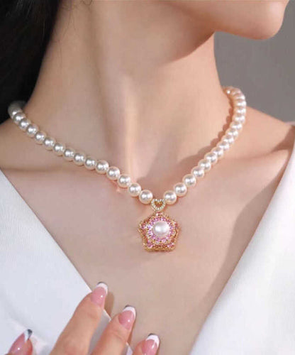 Alloy Pearl Original Design Pink Pendant Necklace